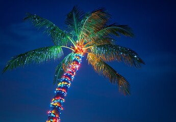 Palm Tree Christmas Lights Night Florida