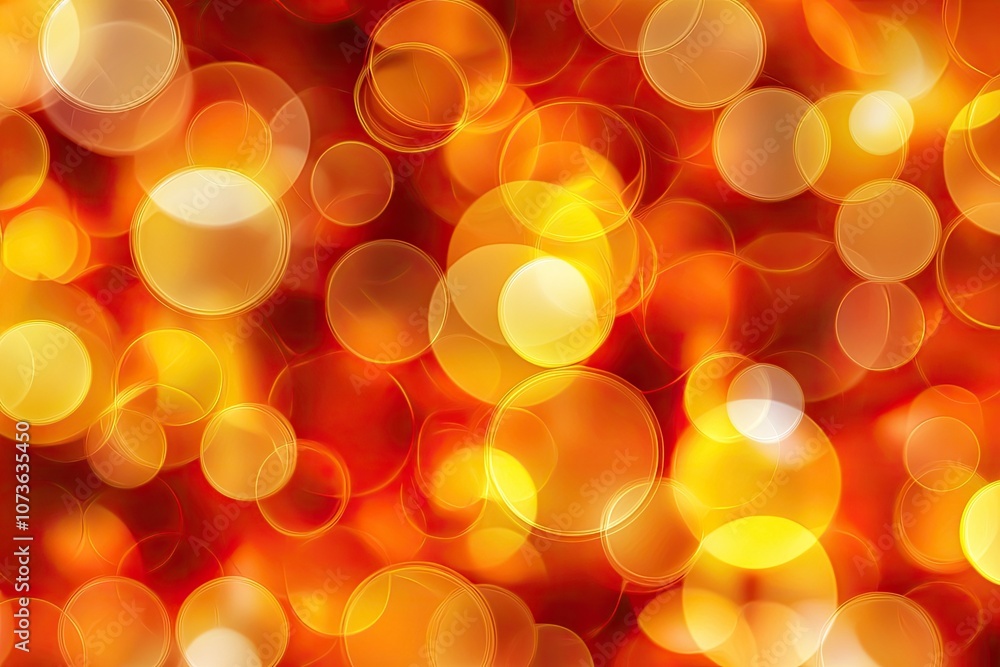 Poster abstract bokeh background with colorful circles in shades of red and orange.