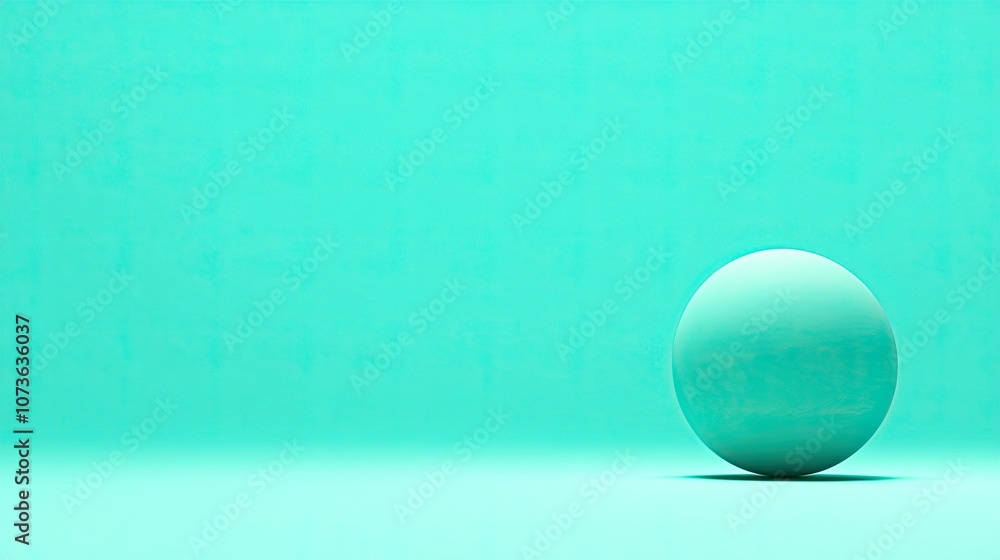Poster minimalist teal sphere on a smooth surface with a textured background, creating a serene and modern 