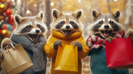 Animals in sweaters enjoy Black Friday shopping frenzy