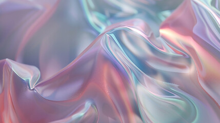 Obraz premium Abstract iridescent background with wavy, flowing, shimmering, and glossy texture.