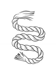 Fototapeta premium A hand-drawn illustration of a thick rope with frayed ends.