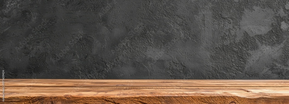 Poster a rustic wooden shelf appears against a textured black wall, creating a warm and inviting background