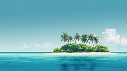 Tropical Island Paradise: Palm Trees, White Sand, and Azure Waters