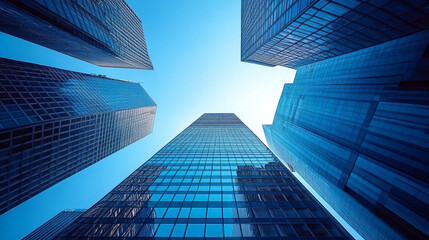 Low angle view of city commercial buildings