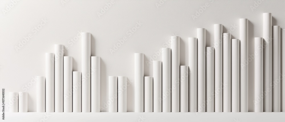Poster a minimalist design featuring vertical white bars against a textured background, creating a visually