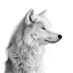 Elegant White Wolf Profile Against Dark Background