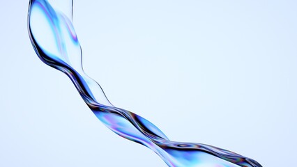 Abstract design, wavy glass shape, 3d render