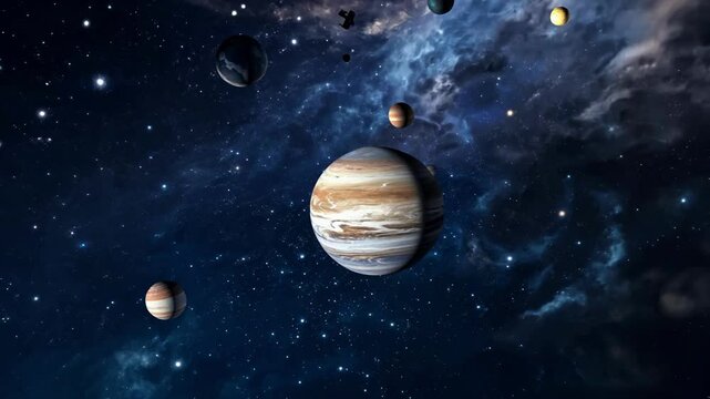 A mesmerizing view of planets in space, showcasing the beauty and mystery of the universe. Ideal for cosmic, educational, and science-related content.
