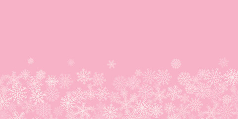 Pastel pink cute girly winter background, snow flake wallpaper vector design, holiday backdrop