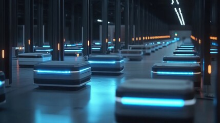 AI revolutionizing supply chain logistics, automated warehouse with robotic systems