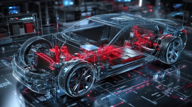 Image picture, virtual electro control unit, header, ecus, cloud, automotive, website picture, AI Generative