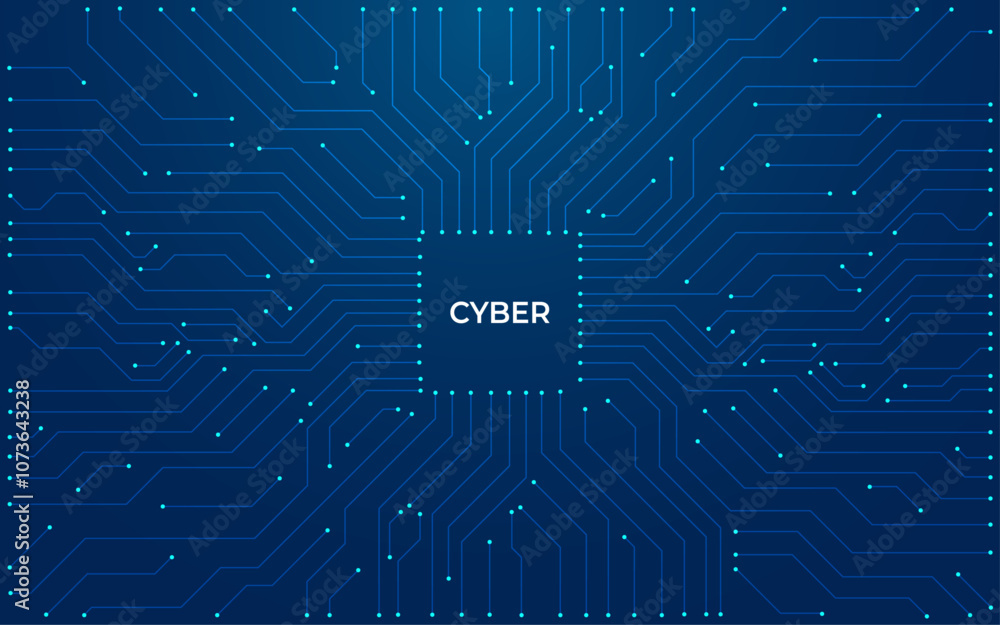 Sticker abstract circuit connected line blue background for ai, cpu and all others technological purposes.