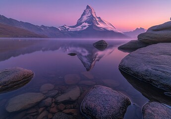 Matterhorn Mountain Reflection at Dawn in Switzerland