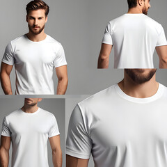 A sleek and modern t-shirt mockup in white, with front and back views, perfectly positioned under professional studio lighting for a crisp