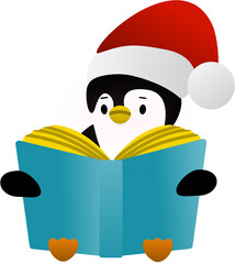 Adorable Christmas Penguin Reading