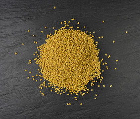 Fenugreek Seeds Isolated, Dry Trigonella, Spicy Methi Dana Grains, Indian Kitchen Seasoning Ingredient