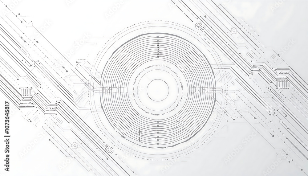 Poster white backdrop features abstract technology concept with vector lines and circles for minim_1(771)