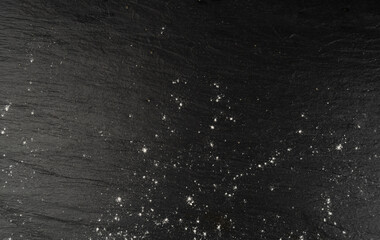 Flour Texture Background, Wheat Flour Pattern with Copy Space, Bakery Banner Mockup, Black Table Plate