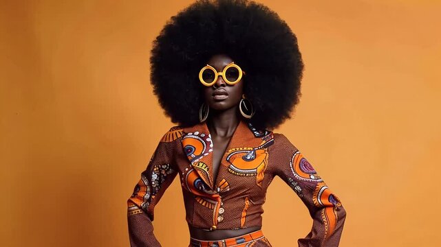 Retro flair: displaying persona of the 60s and 70s with an adventurous spirit, capturing bold fashion choices and daring outfits that reflect freedom and cultural shifts of the era.