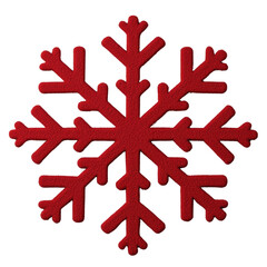Fototapeta premium Red felt snowflake ornament, perfect for holiday decor, winter themes, or Christmas crafts with a cozy, festive feel.