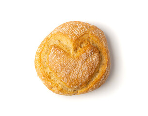 Heart on Wheat Bread, Heart Shaped Bun Isolated