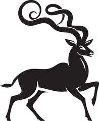 Fototapeta premium Stylized antelope silhouette with exaggerated spiral horns