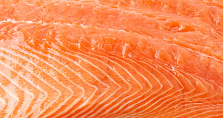Fresh Salmon Fillet Texture Background, Raw Norwegian Red Fish Pattern, Trout Meat Piece