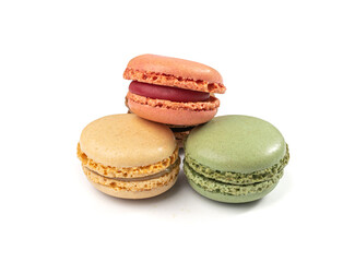 Macaron Cake Isolated, Macaroon Cookie, Almond Meringue, Sweet Macaroons, Colorful French Dessert