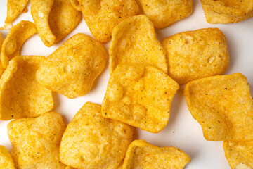 Lentil Chips Isolated, Lentils Crisps, Healthy Orange Snack, Fried Organic Crunchies, Lentil Chips...