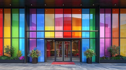 Unique architecture with intricate multicolor patterns