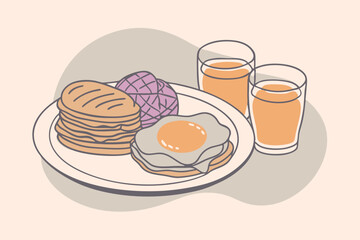 Classic American Breakfast Vector Illustration