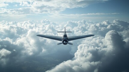 Obraz premium A small plane is flying through a cloudy sky