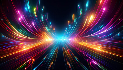 Obraz premium Vibrant light patterns intersect in dynamic contrast with glowing highlights in dark space _1(739)