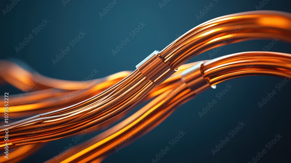 Poster Abstract Representation of Intertwined Copper Wires with a Dynamic Flow Illuminated by Soft Glowing Light on a Gradient Background