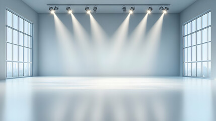 Empty room and spotlights