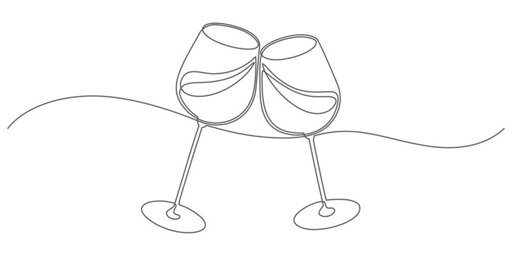 glass of champagne or wine glass line art style illustration vector eps 10