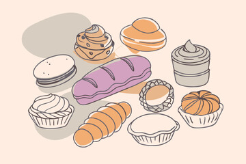 French Pastry Chalk-Style Illustration