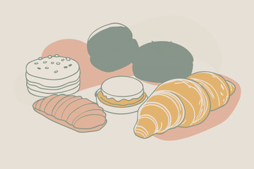French Pastry Chalk-Style Illustration