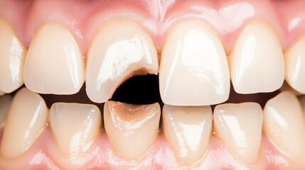 Close-Up of Decayed Tooth with Severe Cavities in Mouth