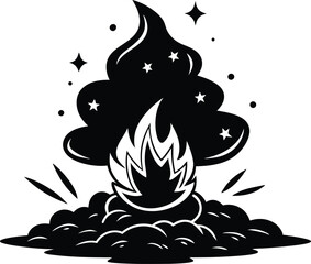 bonfire vector silhouette, fire vector, Campfire icon, flame icon