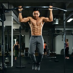Fototapeta premium Strong, Fit Man Exercising in Gym: Workout, Fitness, Training