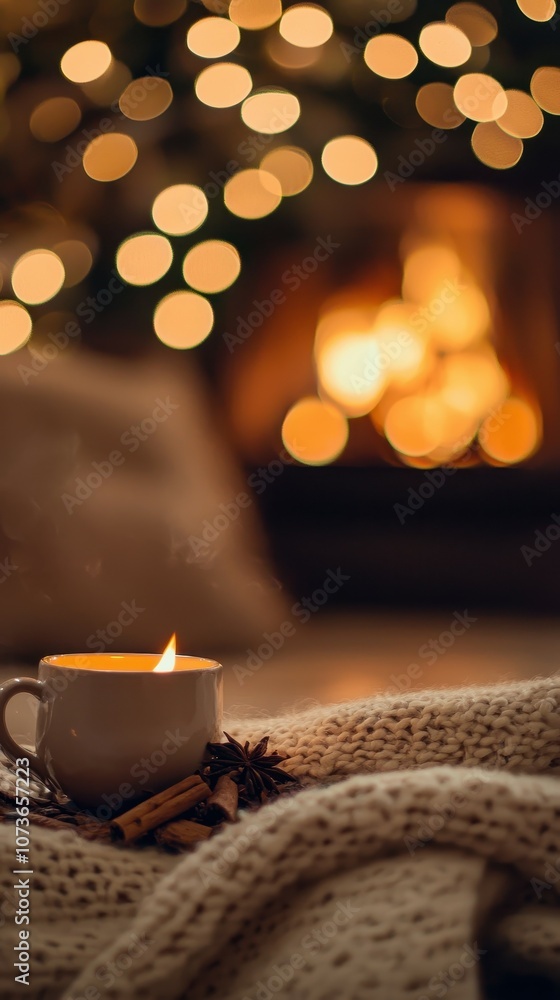 Aufkleber create a warm and inviting atmosphere with a cozy fireplace bokeh scene