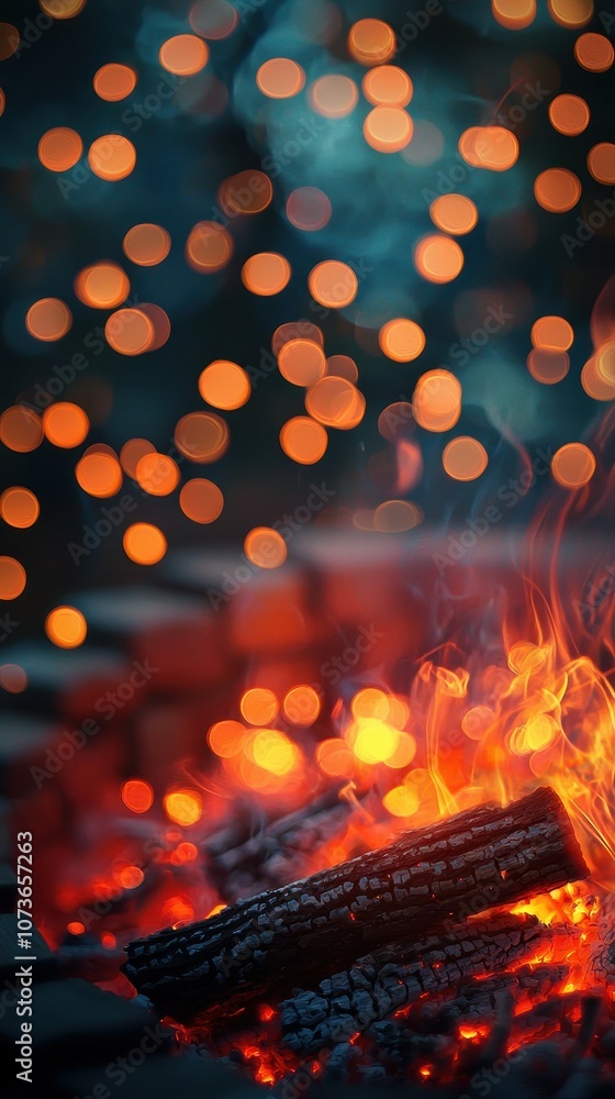 Aufkleber create a cozy atmosphere with warm soft tones from a glowing fireplace bokeh