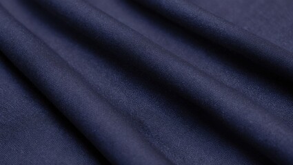 Rich Navy Cotton Fabric with Crisp Texture and Detail, Perfect for Fashion and Home D&eacute;cor Applications, Showcasing a Unique Surface and Depth