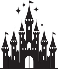 Obraz premium vintage castle silhouette vector art illustration