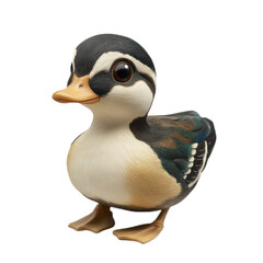 Cute Colorful Duck Figurine on White Background