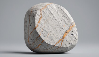 A light grey stone with visible grain patterns, standing upright on a flat surface, Generative AI