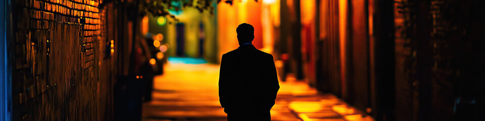 Shadows of Doubt: A dimly lit alley, with a silhouette of a figure disappearing around the corner.