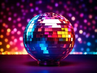 Reflective Disco Ball with Colorful Lights